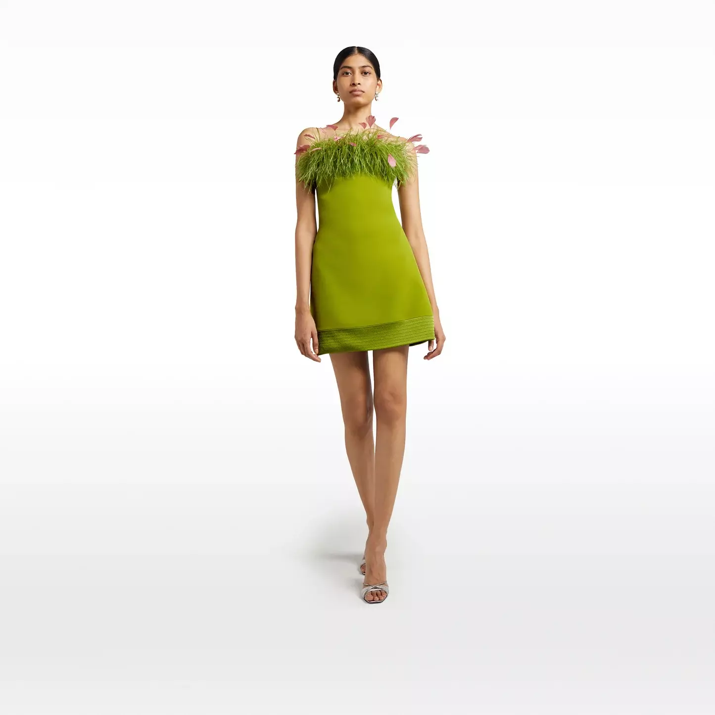 Safiyaa Molly Woodbine Feather Trimmed Short Dress