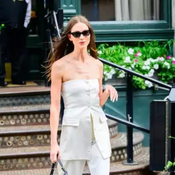 Karlie Kloss Stuns In Chic White Pantsuit At Tribeca Film Festival