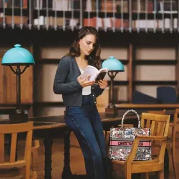 Natalie Portman Dior Book Tote Club At French National Library In Paris April